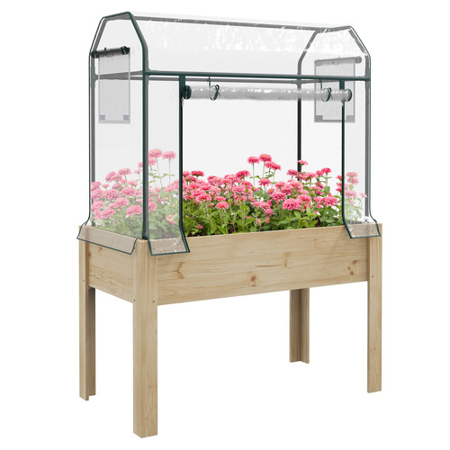 Wooden raised planter - wooden, garden
