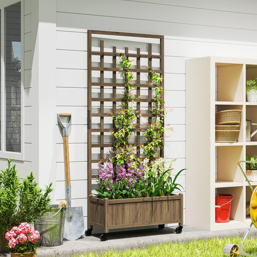 Wooden trellis planter - wooden,
