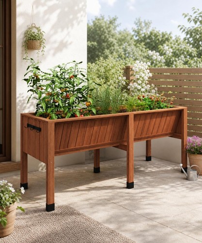 Wooden raised garden - garden, bed