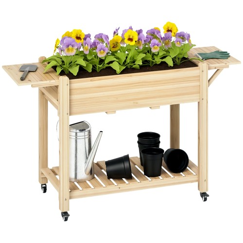 Outsunny wooden raised planter - wooden,