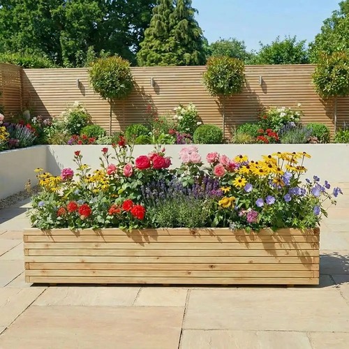 Pine raised wooden trough - pine,