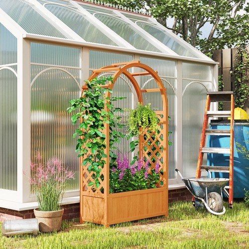 Wooden raised garden bed - garden,