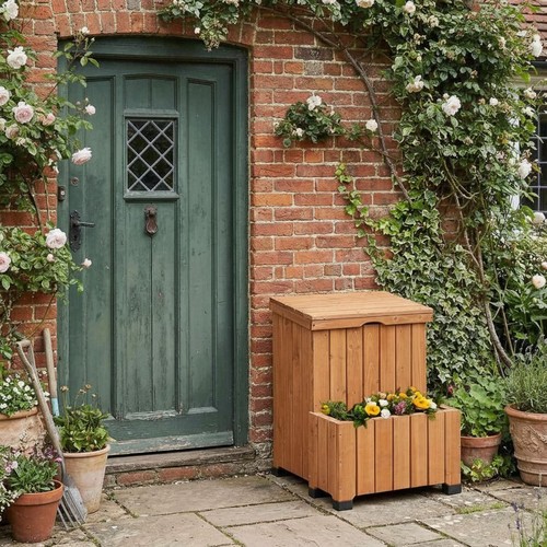 Wooden parcel storage box with - parcel,